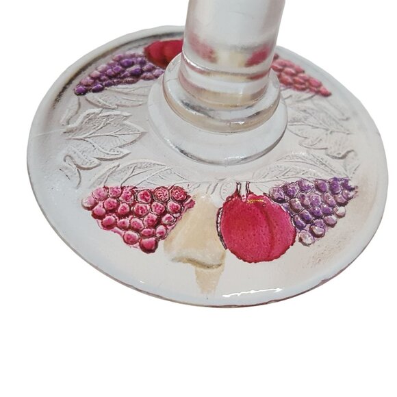 Della Robbia Westmoreland Wine Glass Cordial Flashed Cranberry Embossed Fruit - Picture 6 of 6